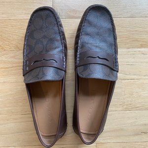 COACH Men's Brown Coin Driver/Loafer w/ Signature Jacquard NEVER WORN - SZ 12